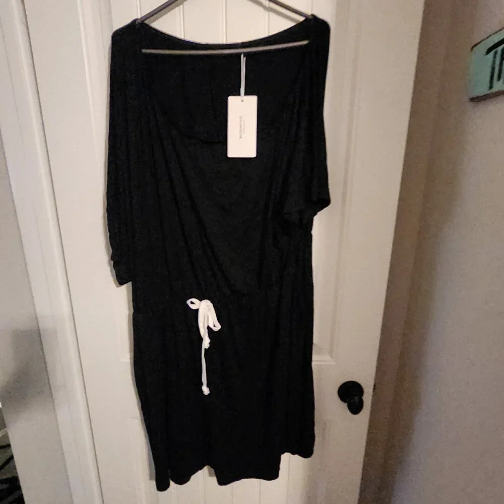 BloomChic Solid Knotted Front Pocket One Shoulder Jumpsuit - Picture 1 of 2